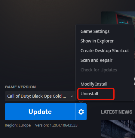 How to uninstall a battle.net game